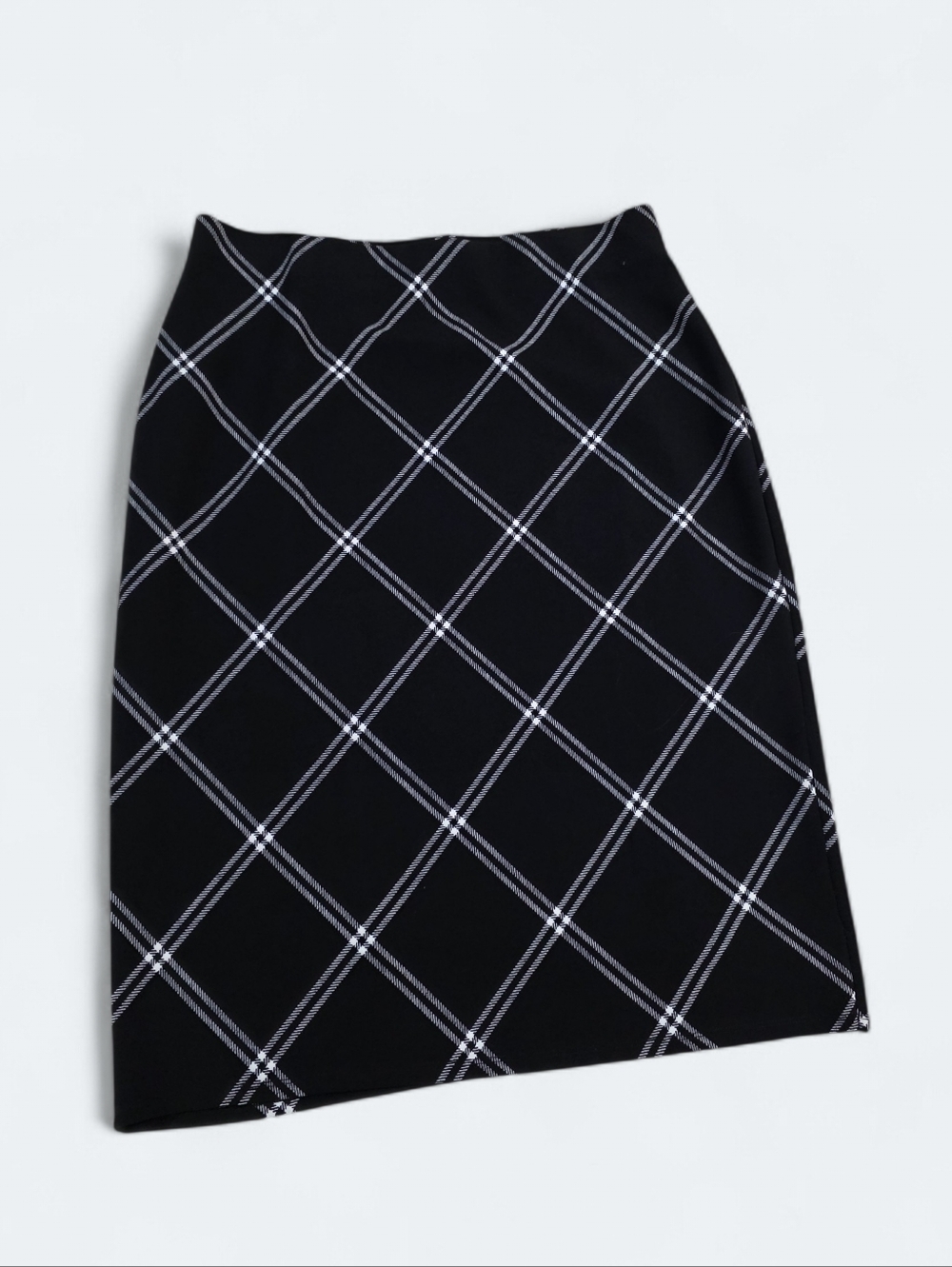 Messini Black & White Plaid Midi Skirt Size 1X | Academia Workwear